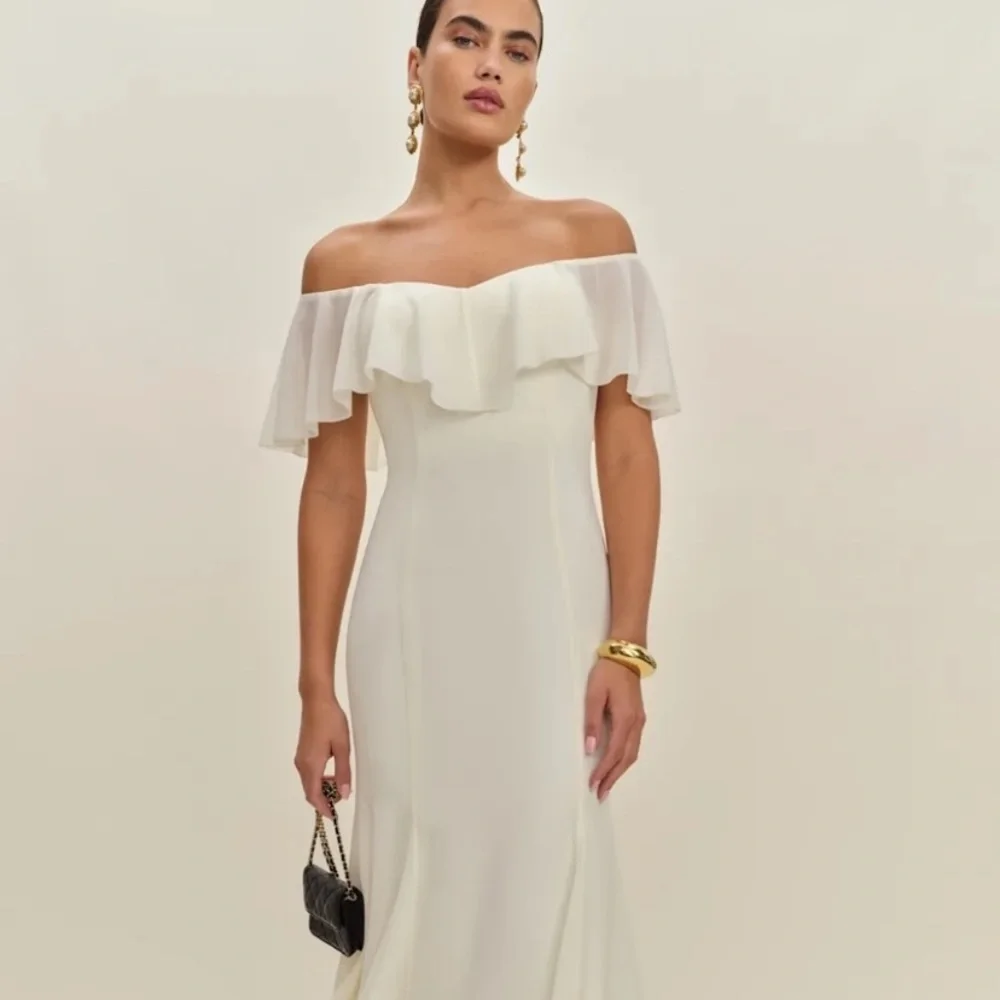 NWT Reformation Charee Ruffle Off Shoulder Short Sleeve Cape Midi Maxi Dress - Picture 3 of 14